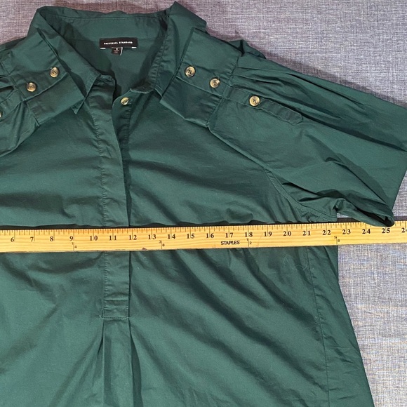 Universal Standard Women’s Small Green Button-Up Long Sleeve Shirt Cotton Blend - Picture 9 of 11